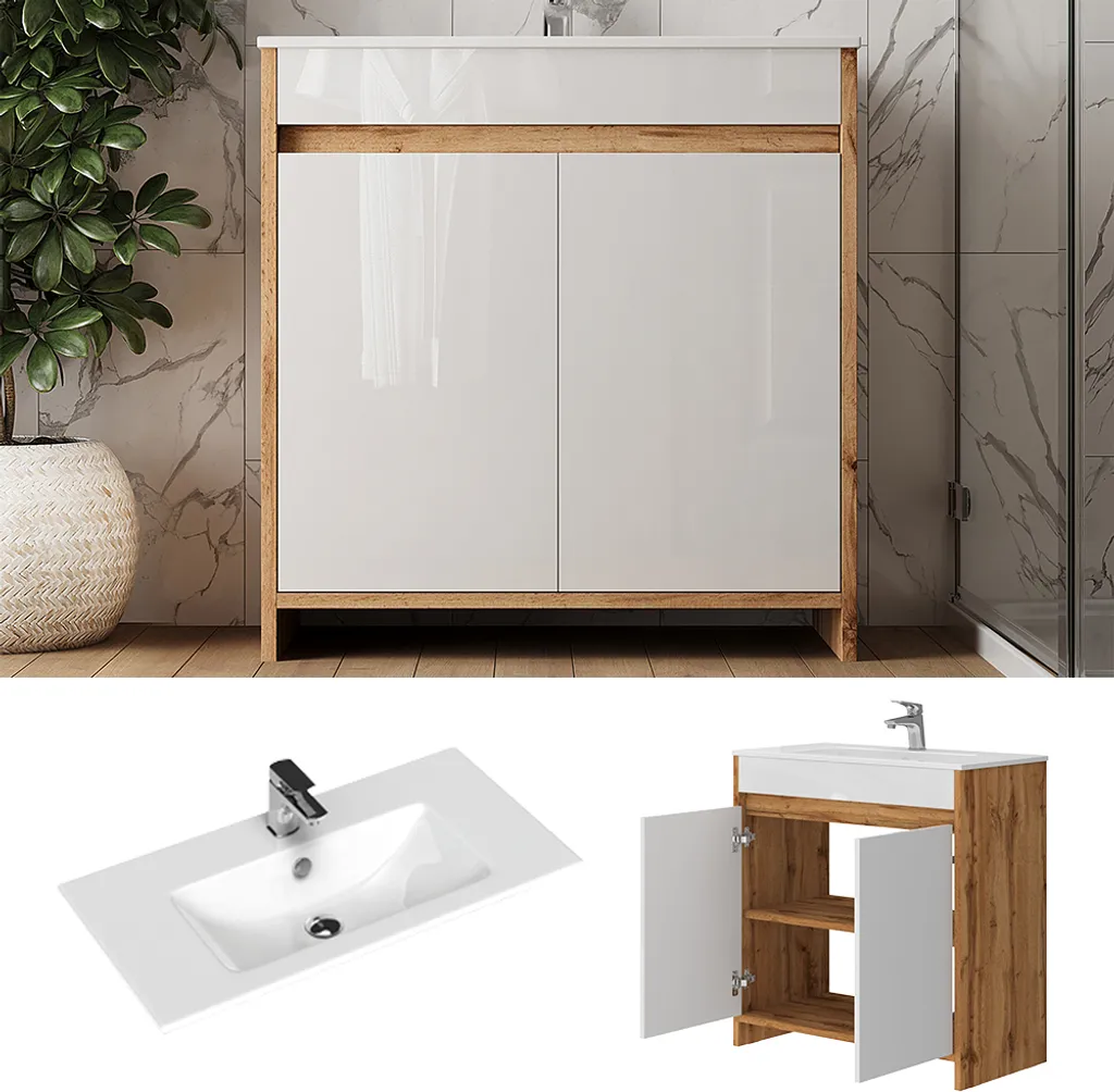 Ensemble 2 pièces Vicco Lemgo en chêne de force doré - Style Moderne