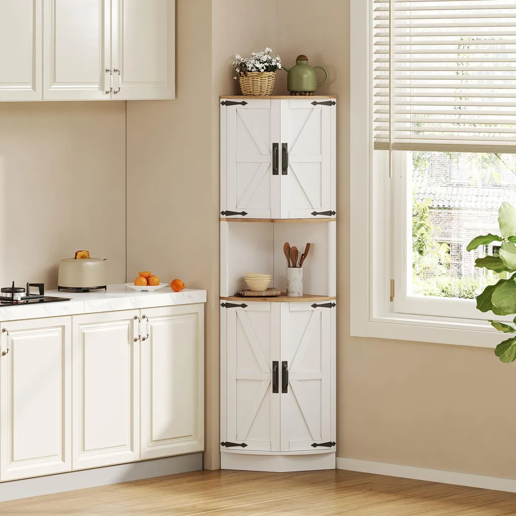 Armoire d'angle à 5 compartiments avec protection anti-basculement Merax