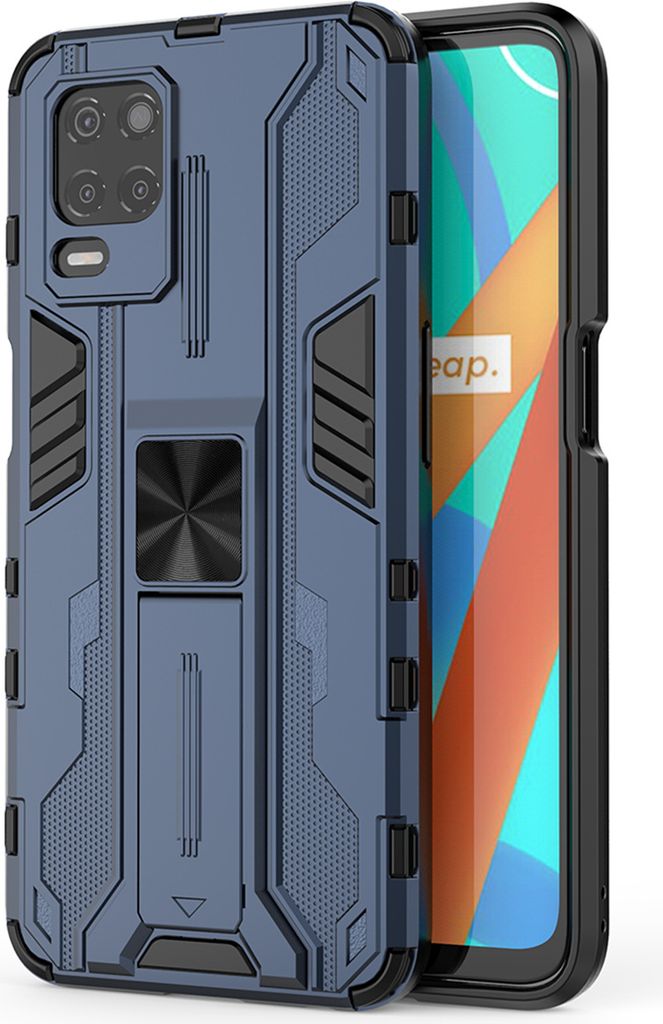 OPPO Realme V13 Hülle, Dual Layer PC TPU Bumper Stoßfest Ständer Schutzhülle für OPPO Realme V13 Blau