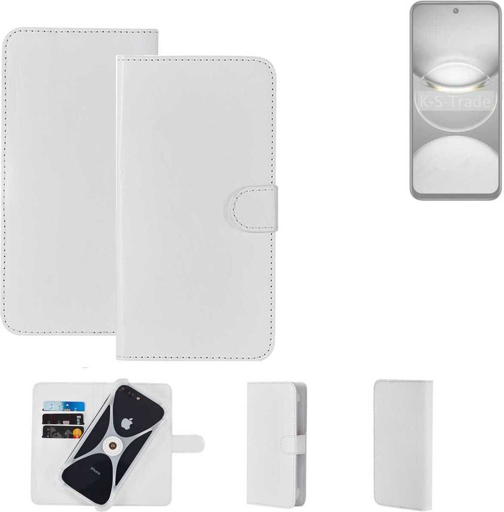 K-S-Trade Handy Hülle Schutz Hülle kompatibel mit Tecno Spark 30C Cover Case Bookstyle Bumper weiß 1x