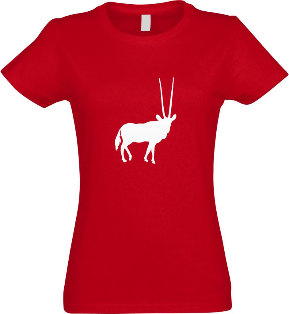 Kiwistar - T-Shirt tailliert - Damen - rot - Antilope Impala Kudu Gabelbock - mit Motiv Bedruckt - Funshirt Design - Sport - Freizeit - Damen - M