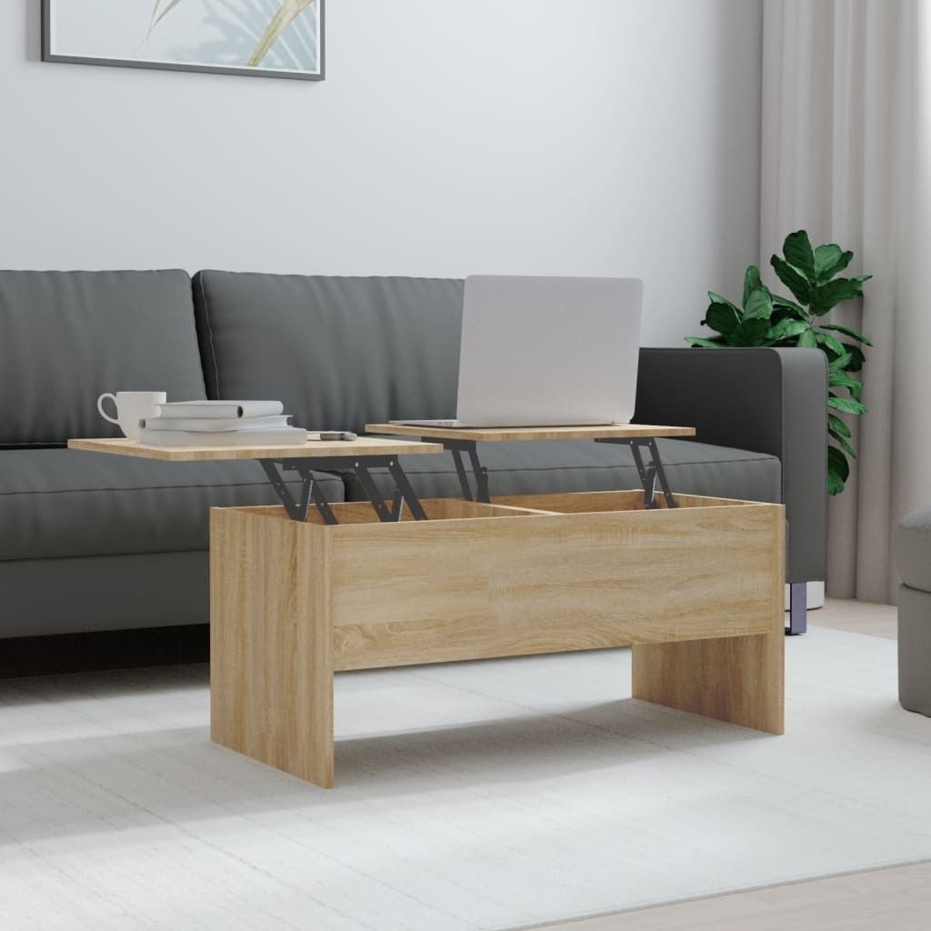 The Living Store Couchtisch Sonoma-Eiche 102x50,5x46,5 cm Holzwerkstoff