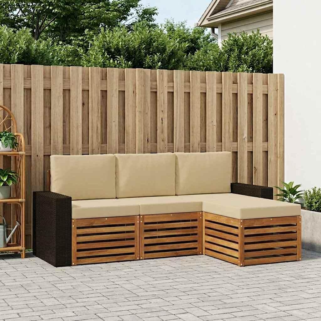 Möbel Outdoor-Sofagarnitur mit Kissen 4 pcs Natur und BeigeGartensofas - Gartensofas c1695