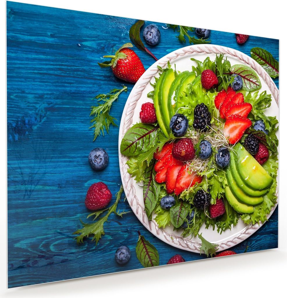 Glasbild Wandbild Gemischter Salat mit Avocado 75x60cm in XXL für Wohnzimmer, Schlafzimmer, Badezimmer, Flur