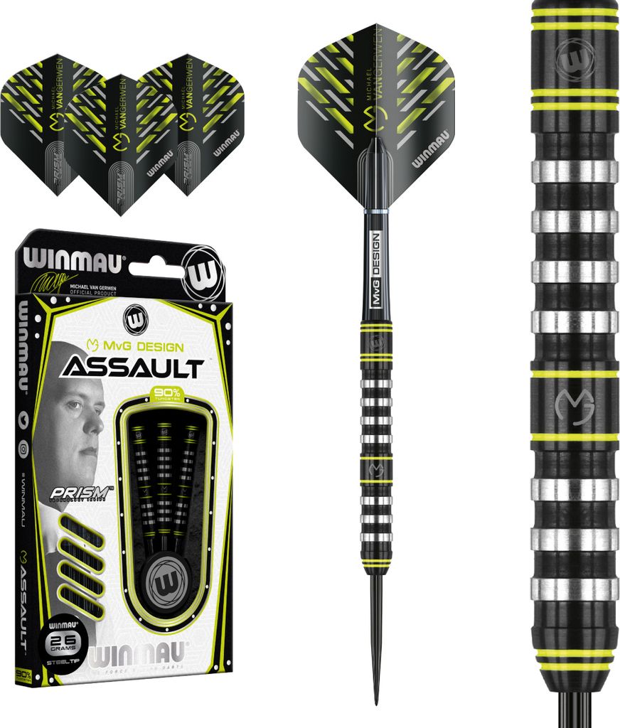 Winmau MvG Assault Tungsten 90% Steeltip 26 g Dart