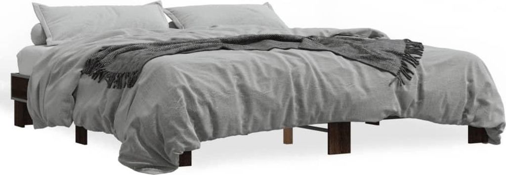 vidaXL Bettgestell Braun Eichen-Optik 200x200 cm Holzwerkstoff Metall