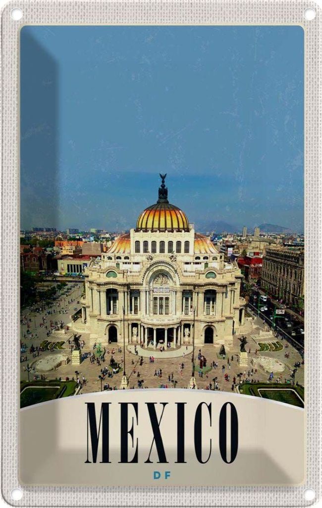 vianmo Blechschild 30x20 cm Mexiko Amerika USA Urlaub Mitelalter Gebäude Bildmotiv Reisemotiv Abenteuer Reisen
