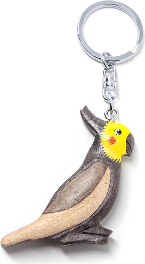Schlüsselanhänger aus Holz - Nymphensittich