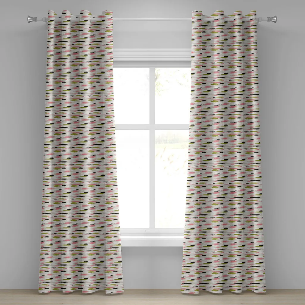 Paire de rideaux décoratifs imprimé bohème chic 280x245 cm vert olive
