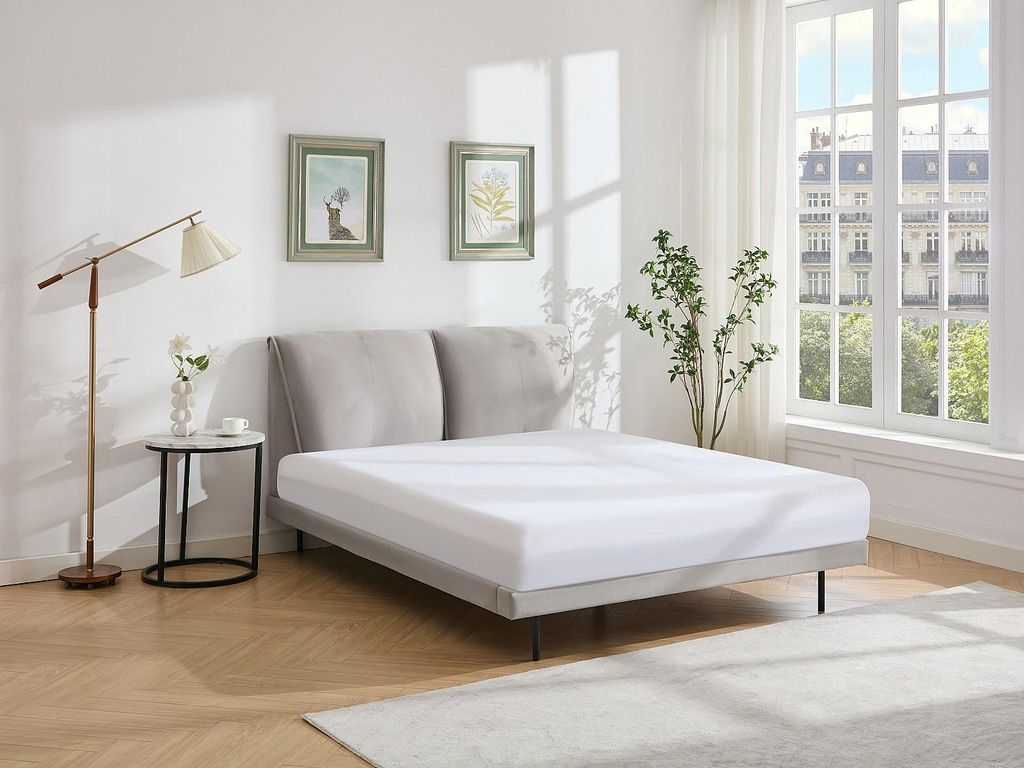 Bett 140 x 190 cm - Velours - Grau - IBEDIA