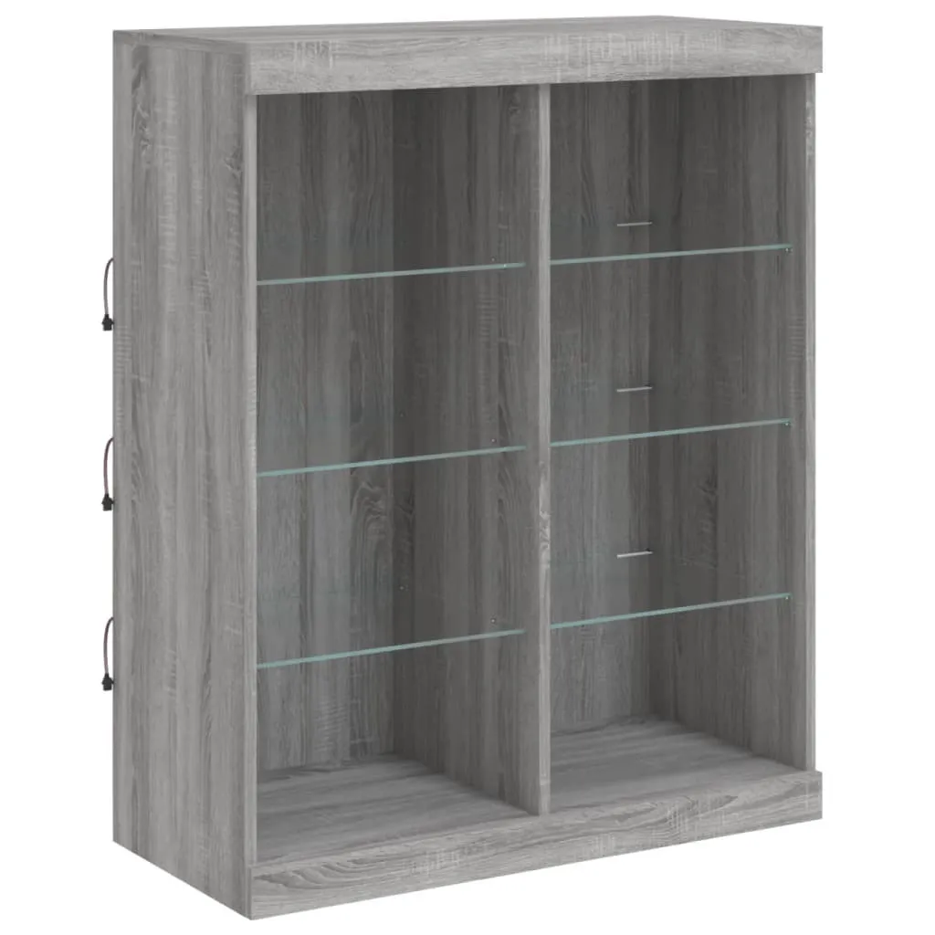 Credenza con luci LED Grigio Sonoma 81x37x100 cm - 3