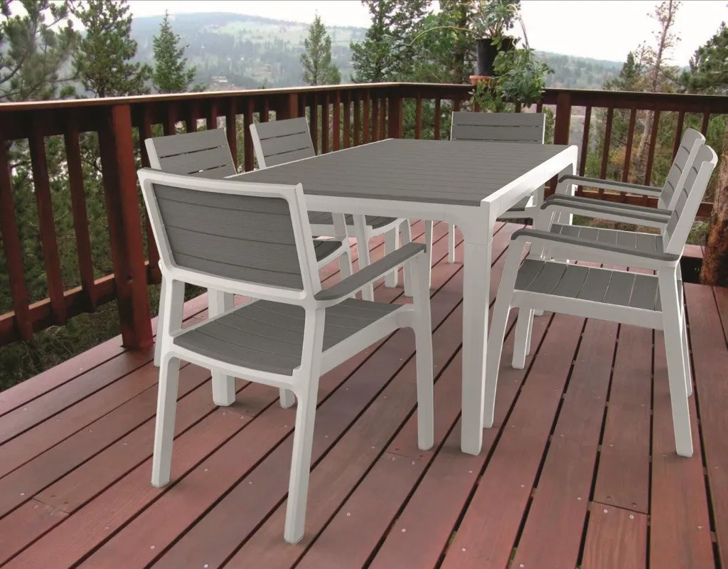 Table de jardin Keter Harmony blanc et gris clair KT-610025 robuste - 2