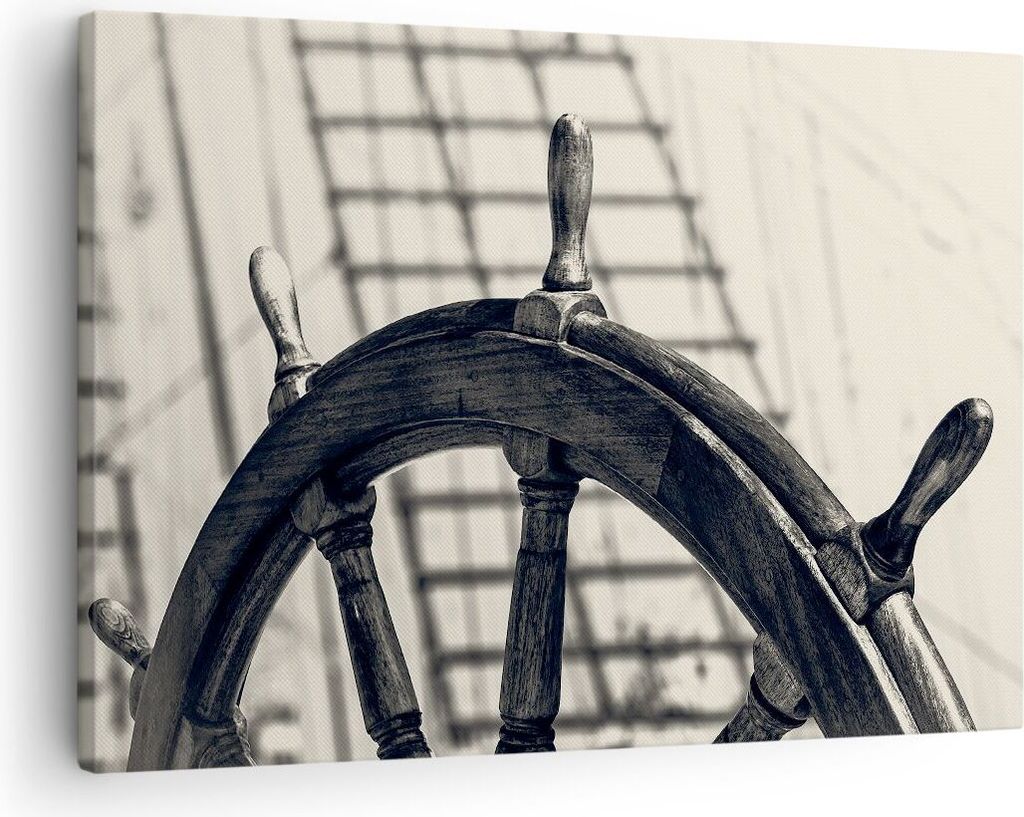 Bild auf Leinwand - Leinwandbild - Rad Boot Schiff Reise - 70x50cm - Wand Bild - Wanddeko - Leinwanddruck - Bilder - Kunstdruck - Wanddekoration - ...