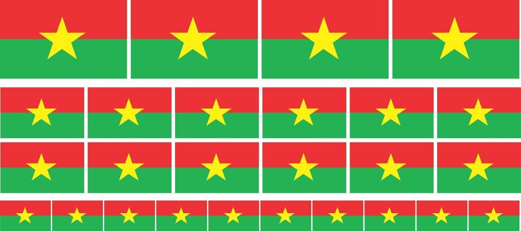 Mini Fahnen / Flaggen Set glatt - 4x 51x31mm+ 12x 33x20mm + 10x 20x12mm- selbstklebender Aufkleber - Burkina Faso - Sticker fürs Büro, Schule und...