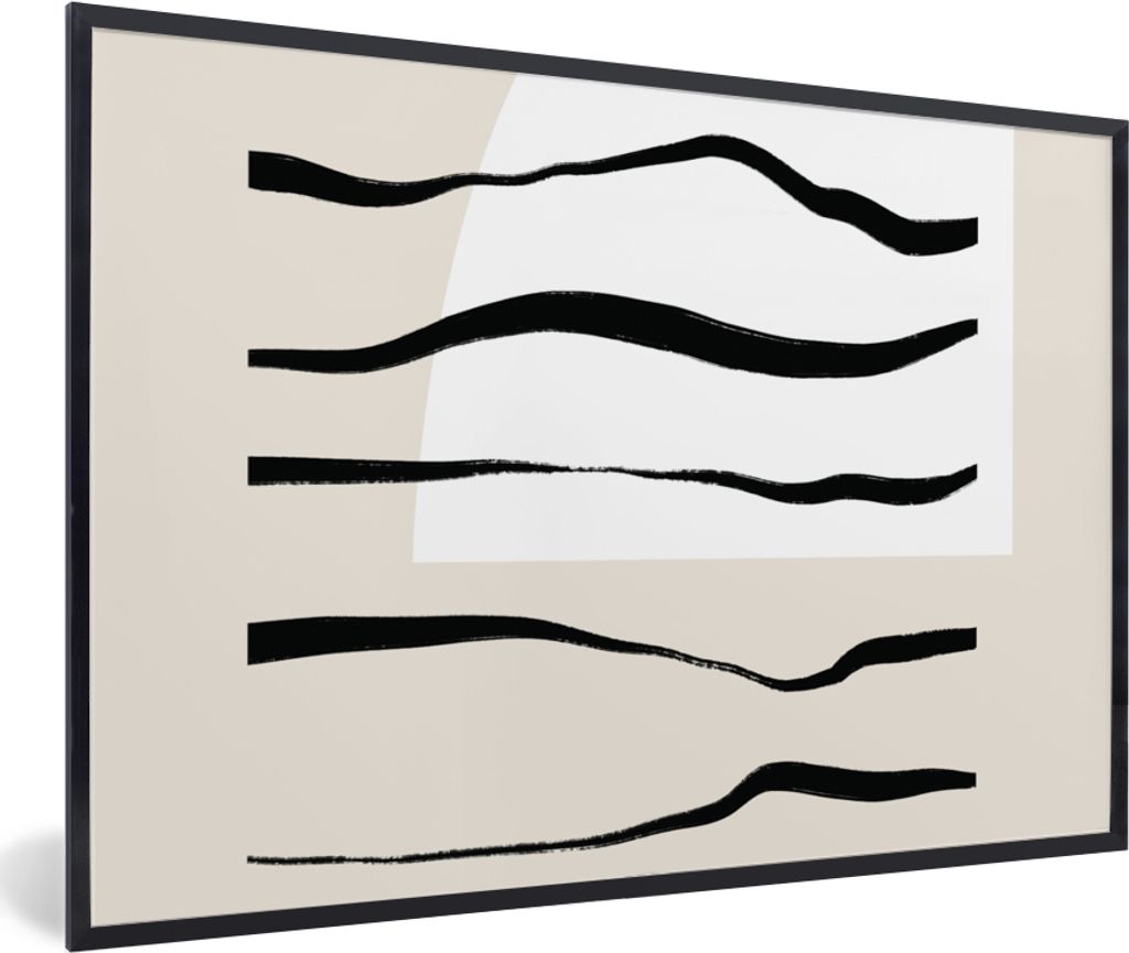 MuchoWow Gerahmtes Poster Abstrakt - Linie - Pastell 30x20 cm - Poster mit Schwarzem Bilderrahmen Wandposter Rahmen Foto Bilder - Kunstdruck - Bi...