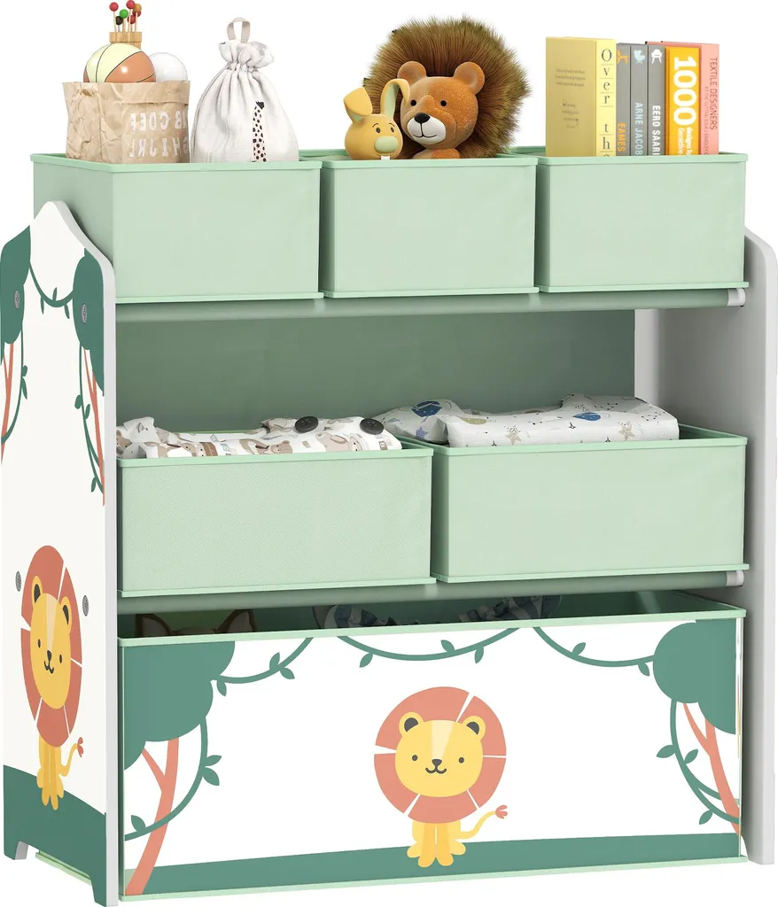 Rangement Jouets Efficace : Meuble 3 Étages Vert pour Finir le Désordre
