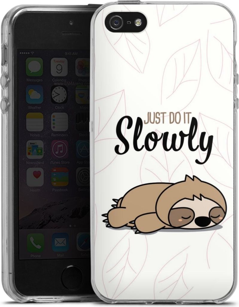 DeinDesign Handyhülle für Apple iPhone 5s Silikon Hülle Case Smartphone Schutzhülle Faultier Tiere lazy sunday