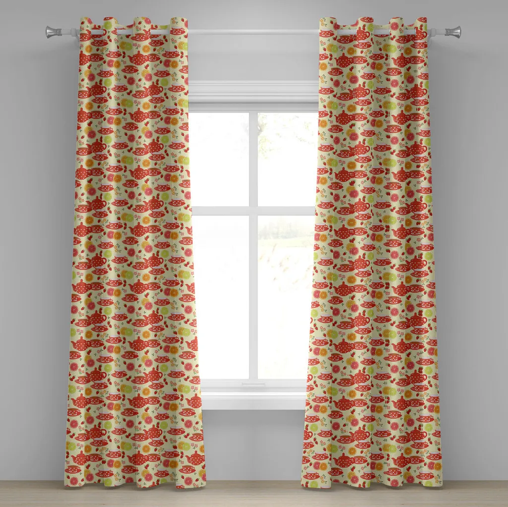 Tenda Moderna Occhielli ABAKUHAUS Teiere 280x175 Rosso Giallo