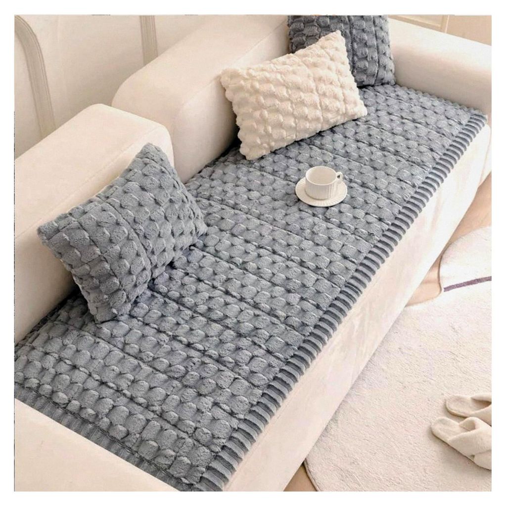 Sofaüberzug Dick Couchüberzug 2 3 4-Sitzer Sofadecke Waschbar Grau Sofadecken für Sitzfläche Universeller Sofabezug für Wohnzimmer Möbelschut...