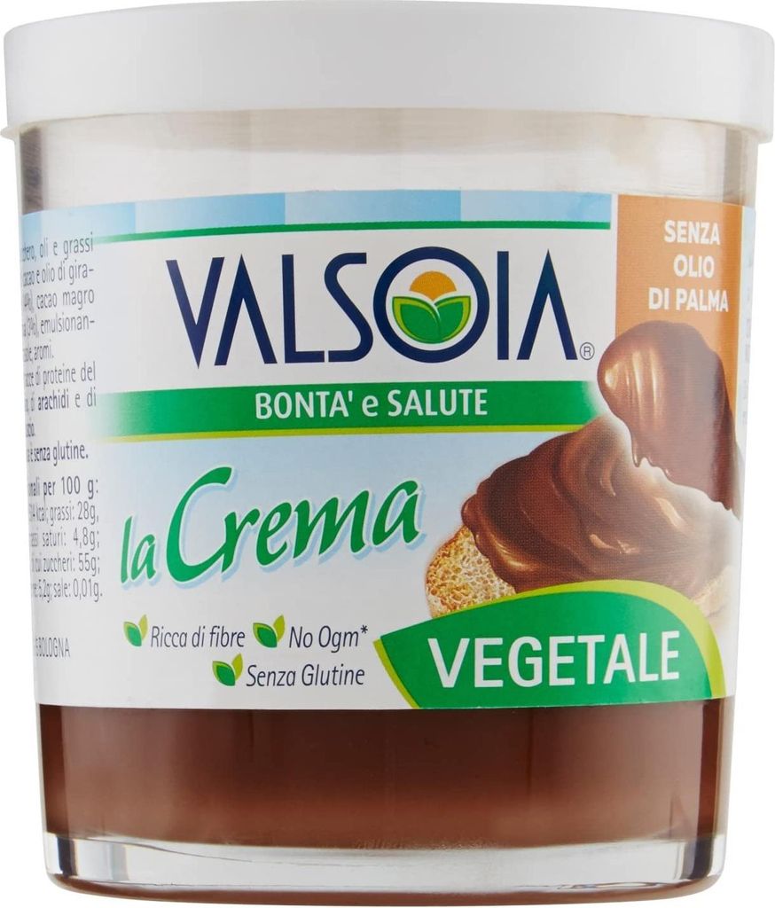 Valsoia Streichcreme Crema mit Haselnuss und fettarmem Kakao für Veganer 200g