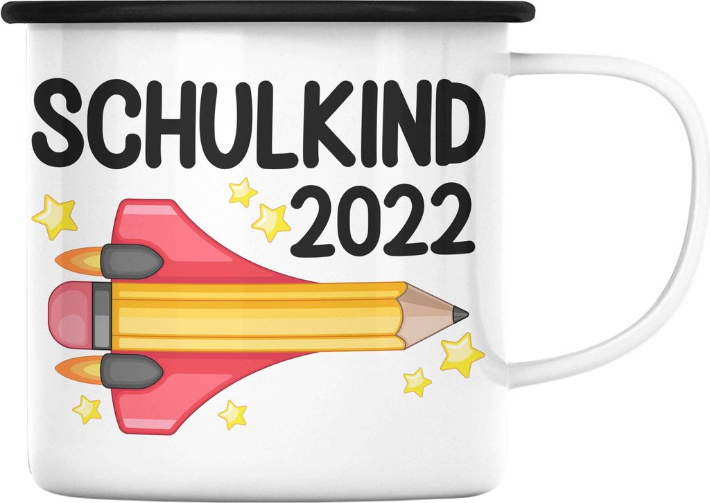 Trendation - Einschulung Junge Mädchen Geschenk Schultüte Füllung Emaille Tasse Schulstart 1. Schultag Schuleinführung Schulanfang Geschenkidee...
