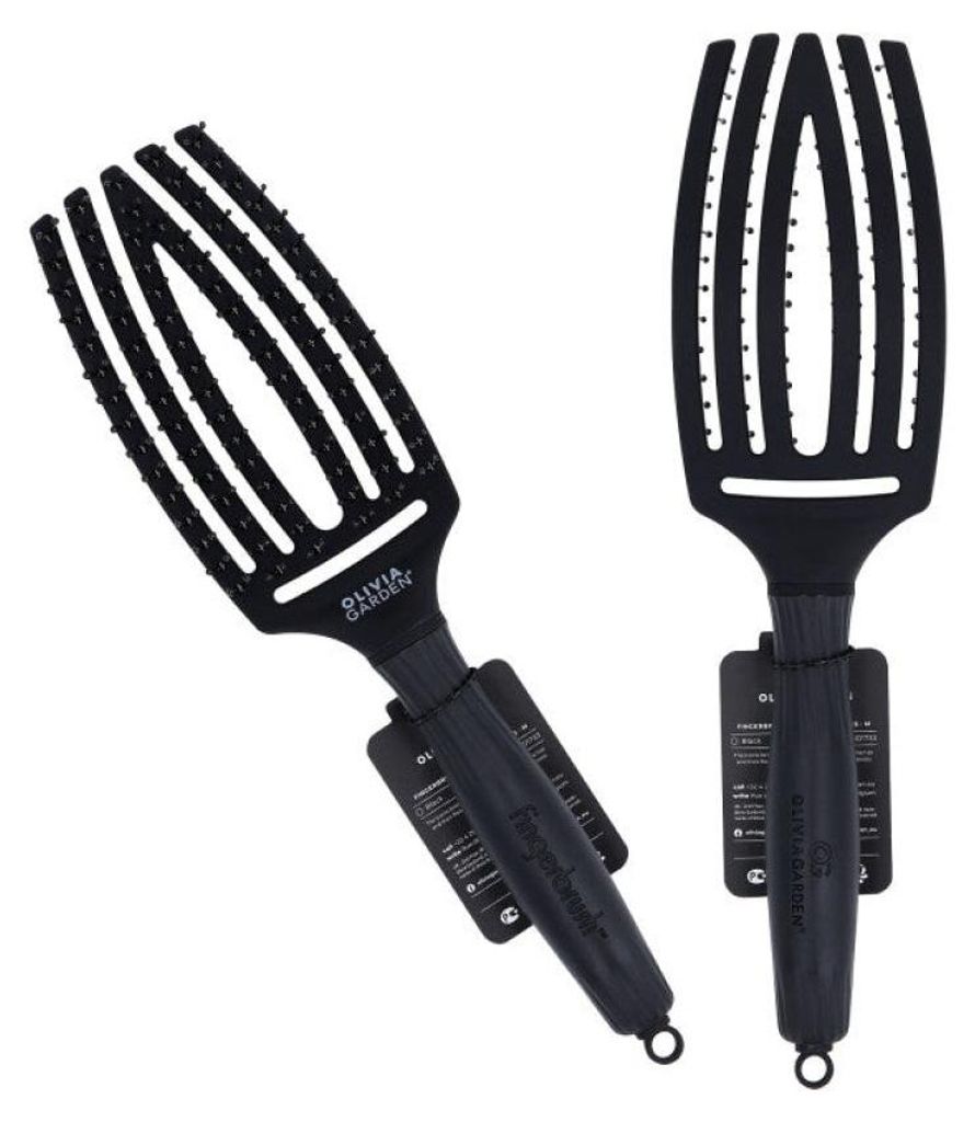 OLIVIA GARDEN FINGERBRUSH DOPPELBORSTE Haarbürste Schwarz Produktbild 
