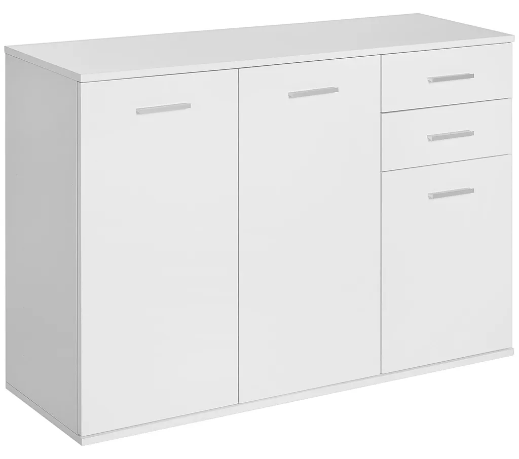 Buffet blanc design scandinave 2 tiroirs étagère réglable placards