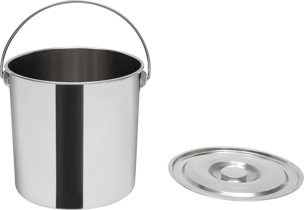 Secchio Inox 20L Alimentare con Coperchio - Robusto per Latte e Olio