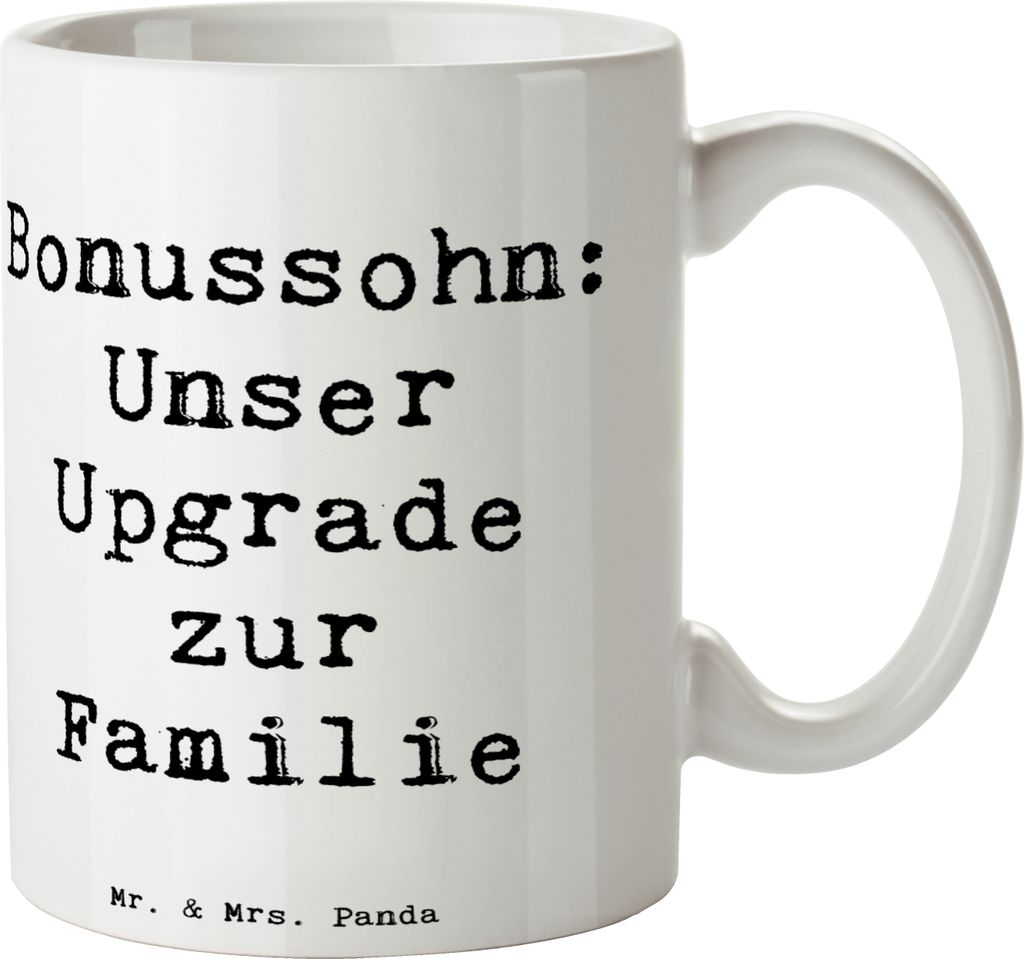 Mr. & Mrs. Panda Teetasse Spruch Bonussohn Wertschätzung - Weiß - Geschenk, Weihnachten, Liebe, Familienzusammenführung, Stiefsohn, cappuccinota...