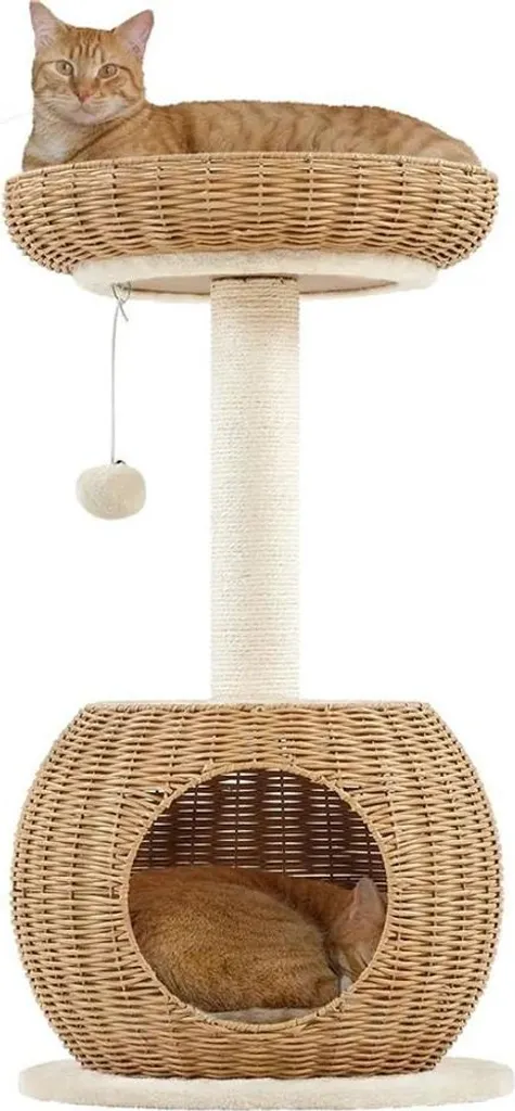 Arbre à chat 75 cm avec panier et griffoir - Modèle 592813 gris anthracite
