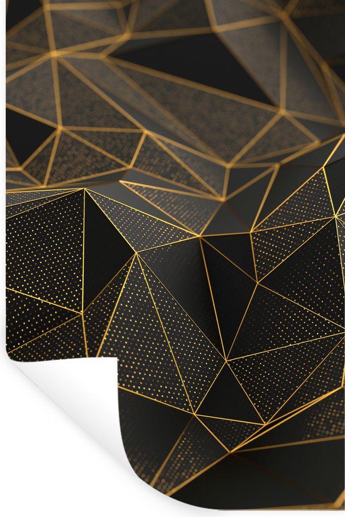 MuchoWow Wandtattoo Wandsticker Wandaufkleber Abstrakt - Gold - 3D - Luxus - Kunst 60x90 cm Selbstklebend und Repositionierbar - Sticker - Dekorf...