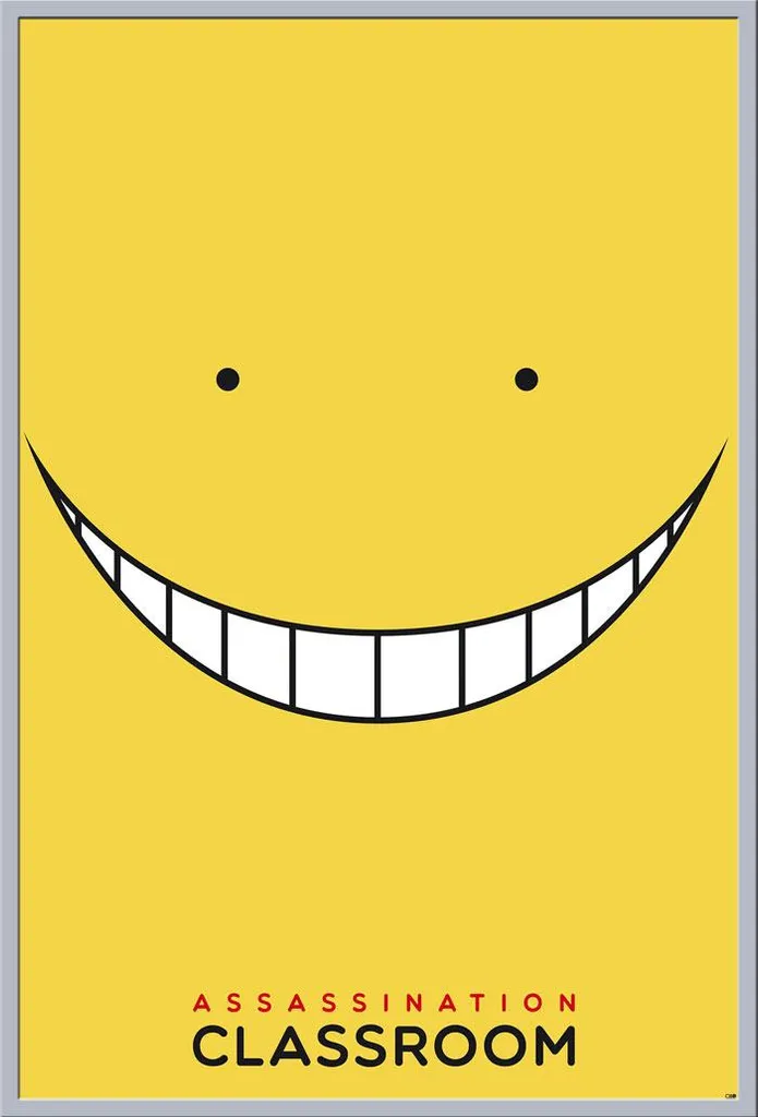 Affiche Karo Smile Assassination Classroom avec Cadre Argent Acrylique