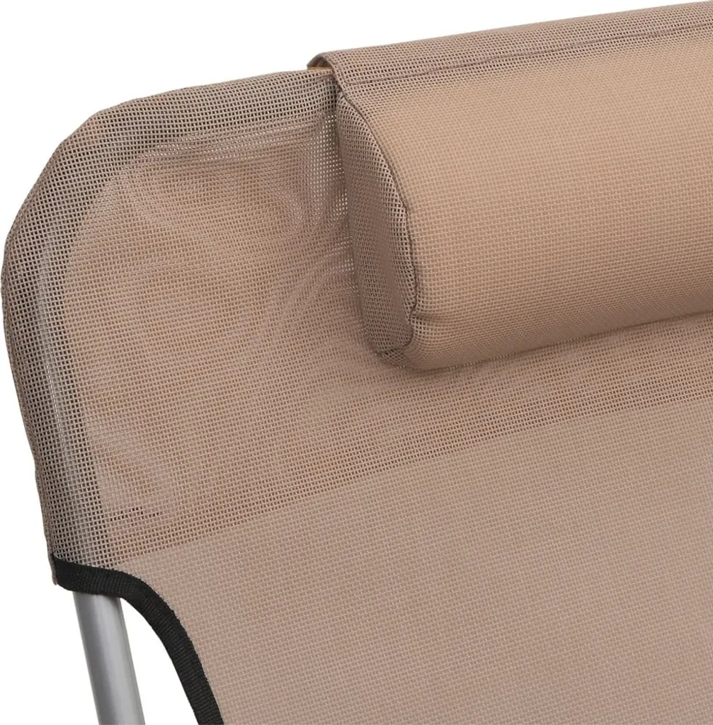Lettini pieghevoli 2 pezzi. Textilene e acciaio color taupe - 8