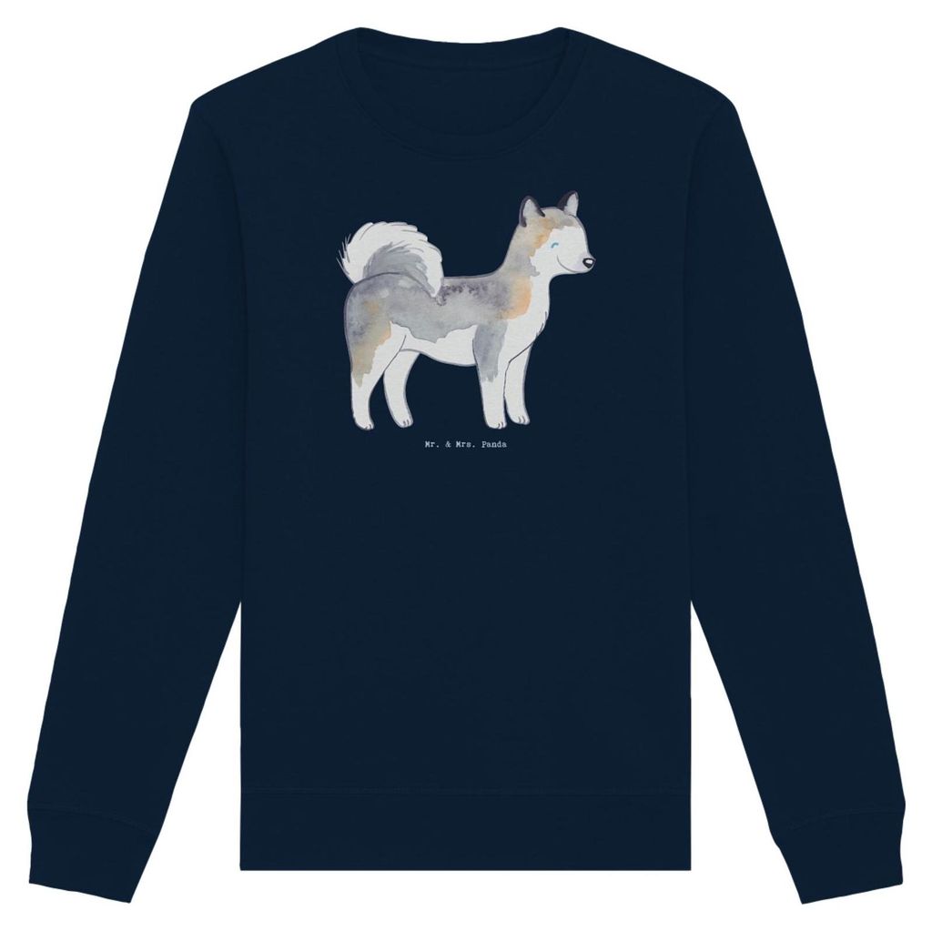 Mr. & Mrs. Panda Baumwoll Pullover Siberian Husky Moment Größe XL - French Navy - Geschenk, Bio-Pullover, Sweatshirt, Sweater, Pulli