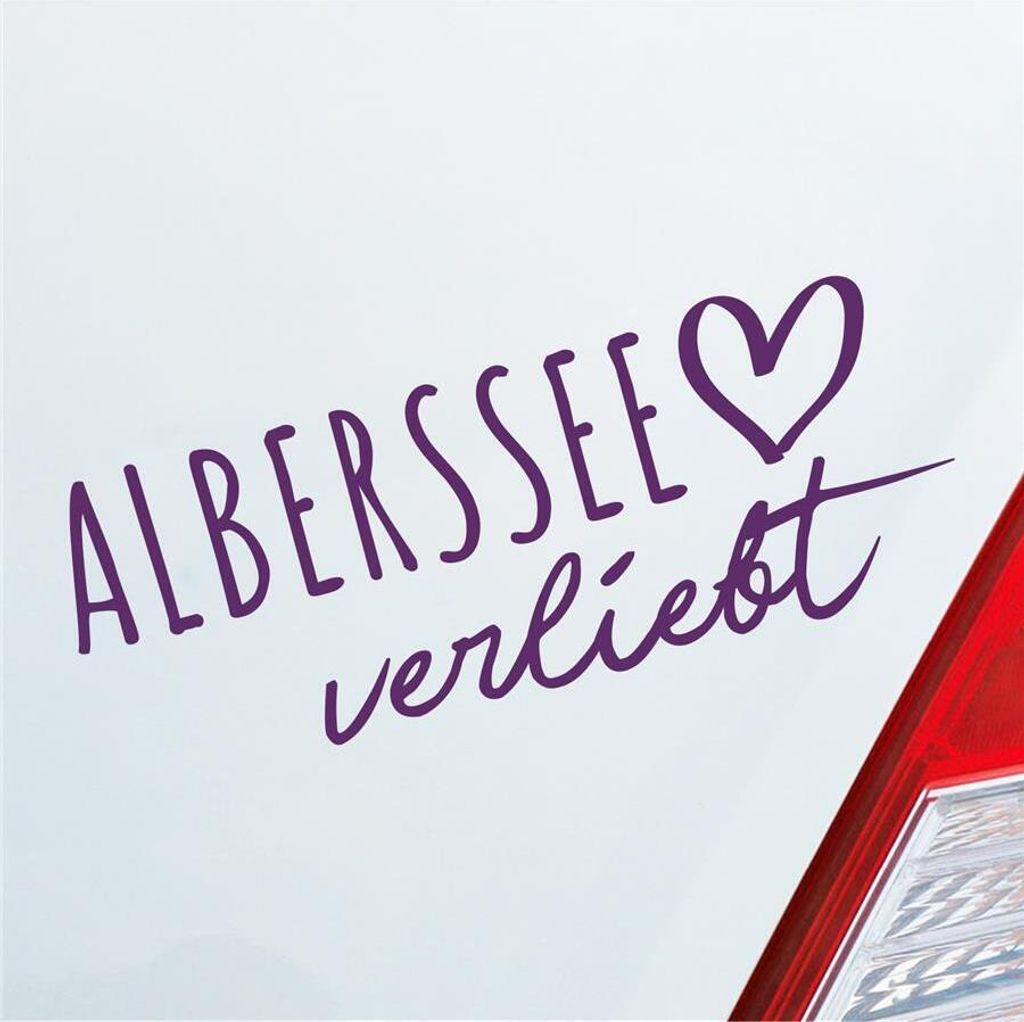 Auto Aufkleber Alberssee verliebt Herz See Sea Liebe Car 19x7 cm Lila Sticker Heckscheibenaufkleber