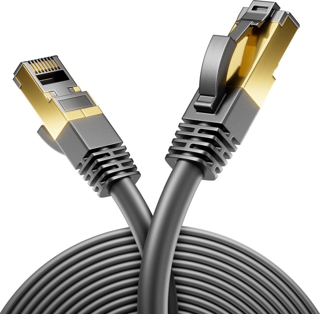 deleyCON 3,0m CAT 8 Netzwerkkabel (40 Gbit/s, Kupfer, S/FTP) Gigabit Ethernet LAN Cable Kabel Patchkabel RJ45 Stecker für CAT8 CAT7 CAT6 POE PC PS...