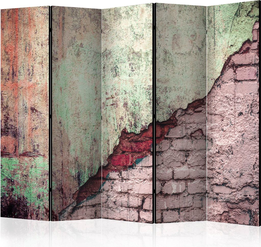 Akusticher Raumteiler Ziegel Foto Paravent 225x172 cm beidseitig auf Vlies-Leinwand bedruckt Akustikschaum Trennwand Spanische Wand Sichtschutz Hom...