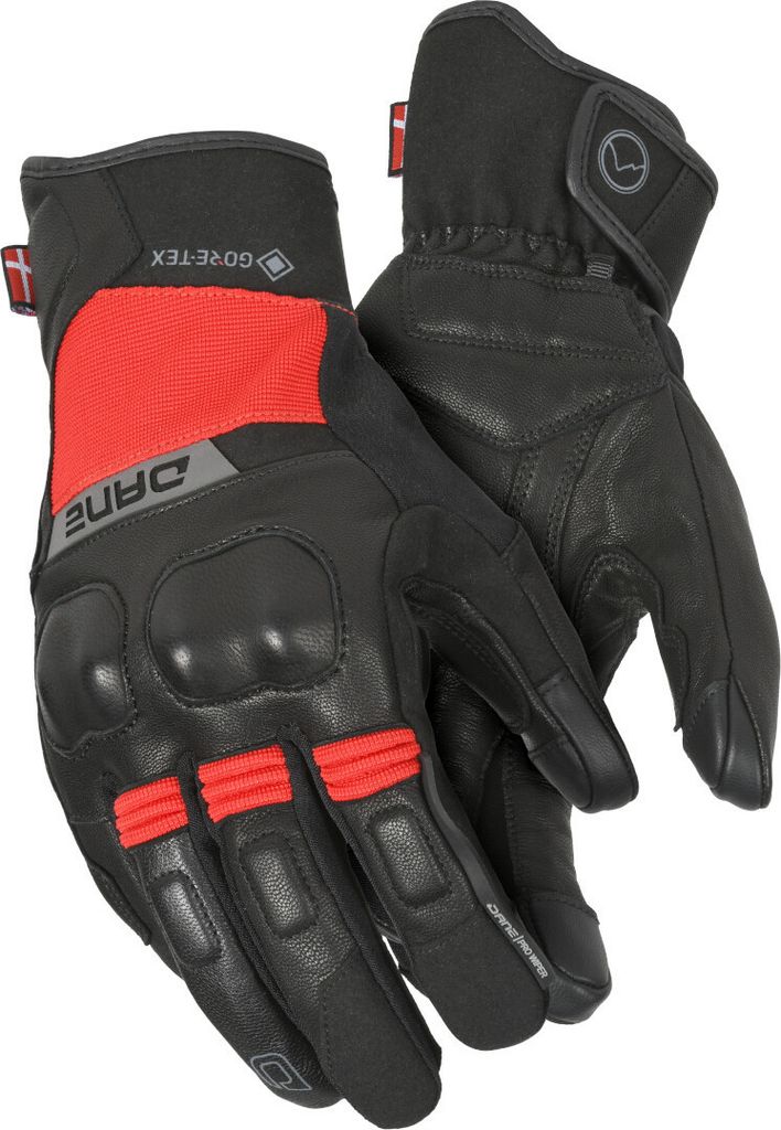 DANE Finn wasserdichte Motorrad Handschuhe, schwarz/rot, XL