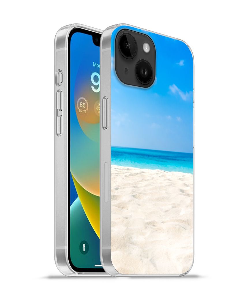 MuchoWow Handyhülle Schutzhülle Hülle für Apple iPhone 14 - Softcase Strand - Meer - Sand Silikon Softcase Handy Hülle - Mobiltelefonhülle