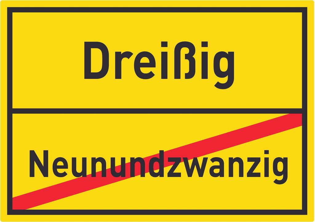Dreißig Neunundzwanzig Aufkleber Ortsaufkleber A5 (148x210mm)