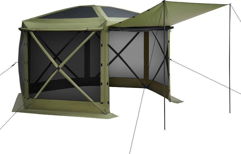 Pop-up-Gazebo-Screen-Zelt, 3,6 x 3,6 m großes 6-seitiges Camping-Vordachzelt mit abnehmbarem Dach und Tragetasche, schnell aufzubauen und bissfest...