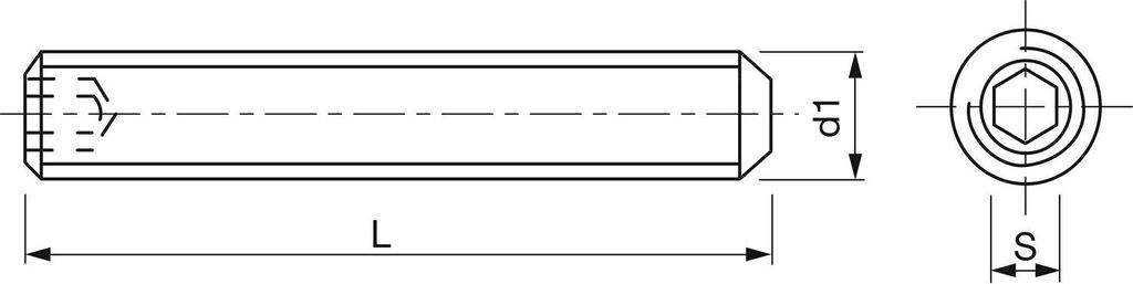 ISO4026 45H M12x 30 blank Gewindestift mit Kegelkuppe Innensechskant (DIN913)