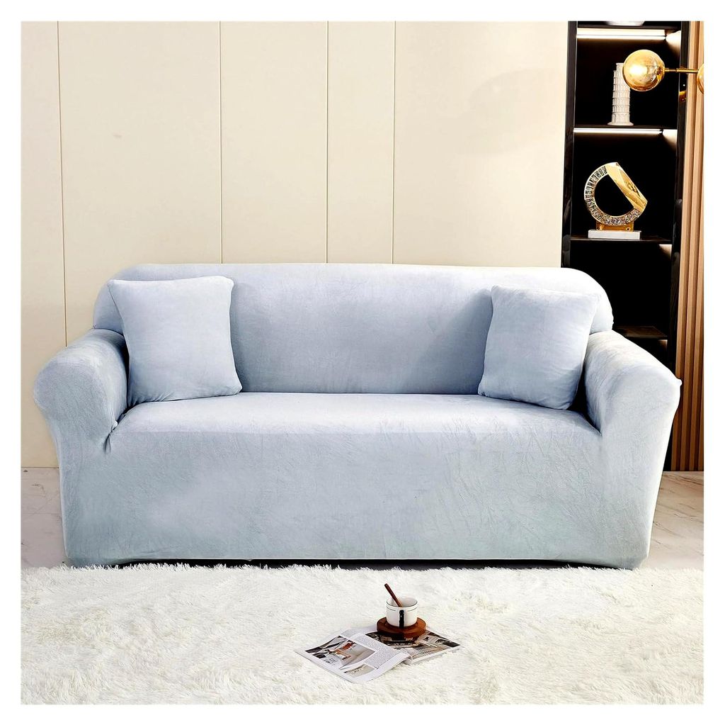 Sofabezug, Weicher Silberfuchssamt für Ecksofa, Couchbezug für 1/2/3/4-Sitzer, Moderner elastischer Sofabezug in L-Form, Rutschfester Sofaschoner...
