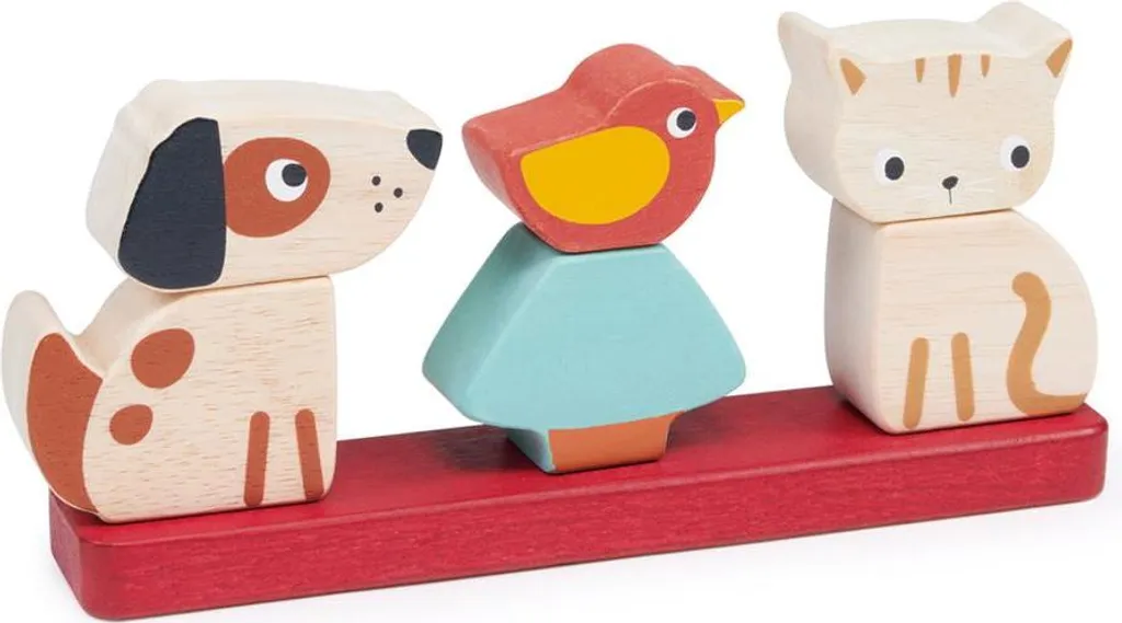Tour d'empilage Animaux Mentari en bois naturel et couleurs vives