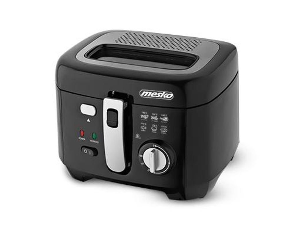 JUNG MESKO MS4908 Fritteuse mit Öl 2,5L, automatische Abschaltung, 1800W, Friteuse mit fett, Temperaturkontrolle, Korb mit Hubfunktion
