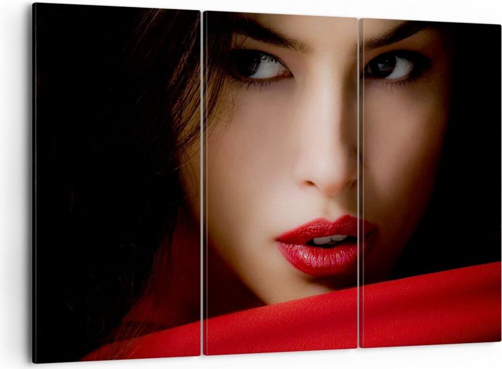 Bild auf Leinwand - Leinwandbild - Schönheit brünette eleganc mädchen - 105x70cm - Wand Bild - Wanddeko - Leinwanddruck - Bilder - Kunstdruck - ...