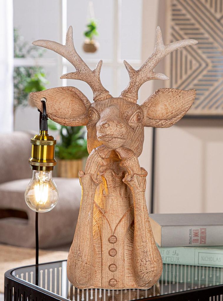 Gilde Tischleuchte, Hirsch, Lady deer, Kunstharz, braun, VE Imagen del producto 