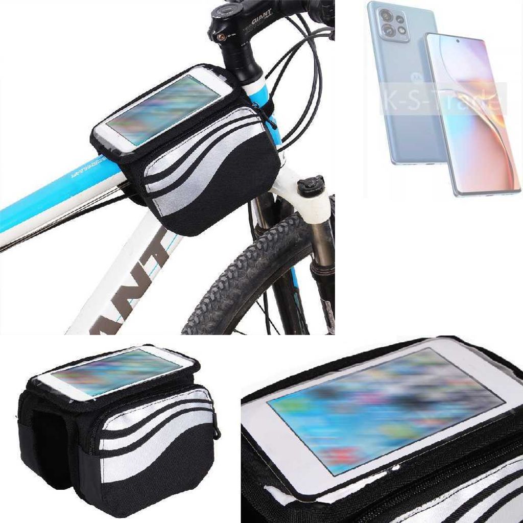 K-S-Trade Rahmentasche Fahrrad-Halterung kompatibel mit Motorola Edge 40 Pro Rahmenhalterung Fahrrad Handyhalterung Fahrradtasche Handy Smartphone
