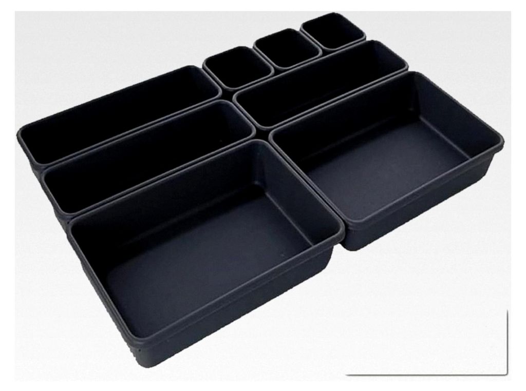 Schubladen Organizer Set 8-teilig - Ordnungssystem für Küche und Bad, Make-up, Gewürze - Kunststoff Schubladenbox mit Silikonmatten - Trenner f...