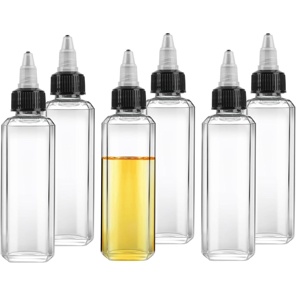 6 Stück Squeeze Flaschen Ölflasche, 100ml,Essig und Ölflaschen zum Befüllen, Dosierflaschen mit Kappen, für Ölivenöl, Öl Behälter, Sauce, ...